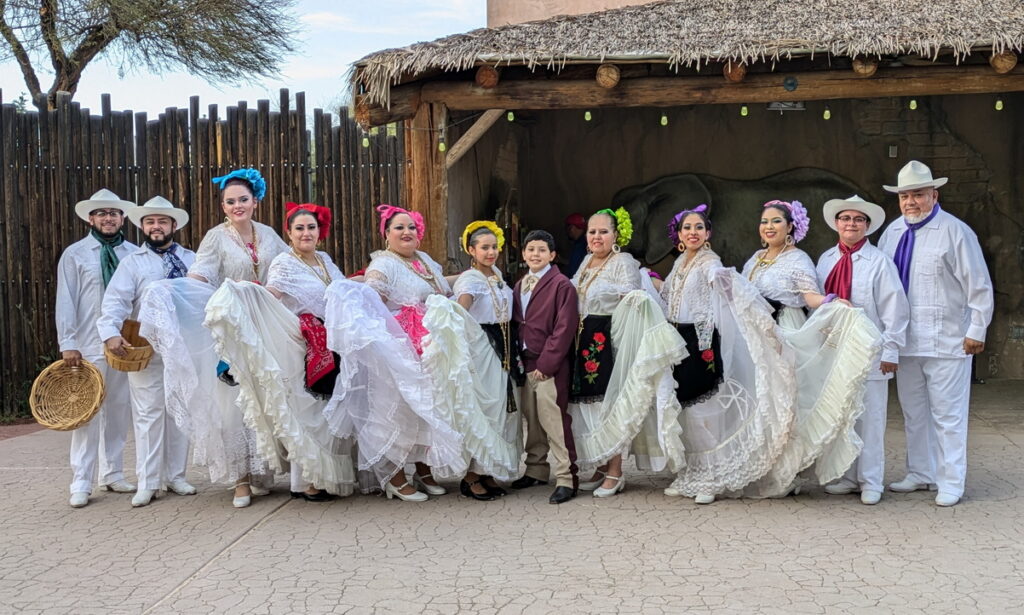 Ballet Folklorico La Paloma in Veracruz costumes after a performance in Tucson Az.